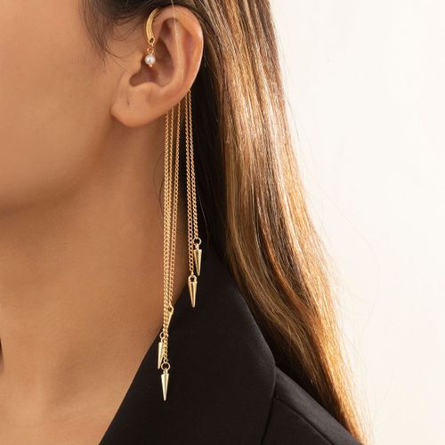 Ingesight.Z 1 Pièce Imitation Perle Paillettes Longues Gland Boucles D'oreilles Kpop Arc Oreille Suspendue Faux Cartilage Clip Boucles D'oreilles Accessoire Bijoux