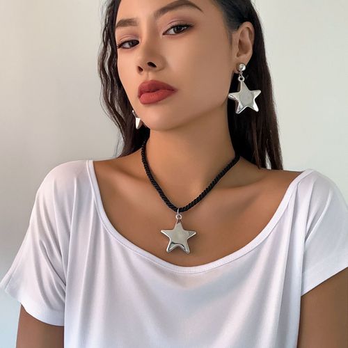 Ingesight.Z-Ensemble De Collier Et Boucles D'oreilles En Métal Exagéré Pour Femme, Grand Pendentif Coeur De Pêche, Ultorsadée Rétro Punk, Ensemble De Bijoux
