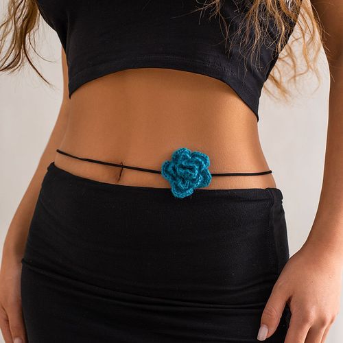 Ingesight.Z ? Chaîne De Taille En Velours Noir Pour Femmes, Motif De Fleurs Tissées, Mode Coréenne, Gothique, Ajustable, Bijoux De Dîner