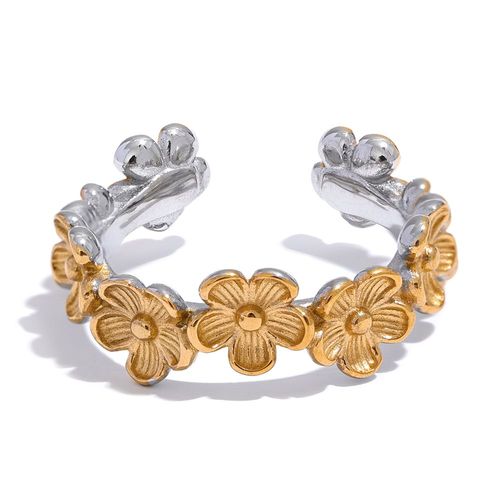 Yhpup-Bague Fleur En Acier Inoxydable Moulé Pour Femme, Or, Argent, Document, Charme Étanche, Chic, Bijoux Cadeau, Mode