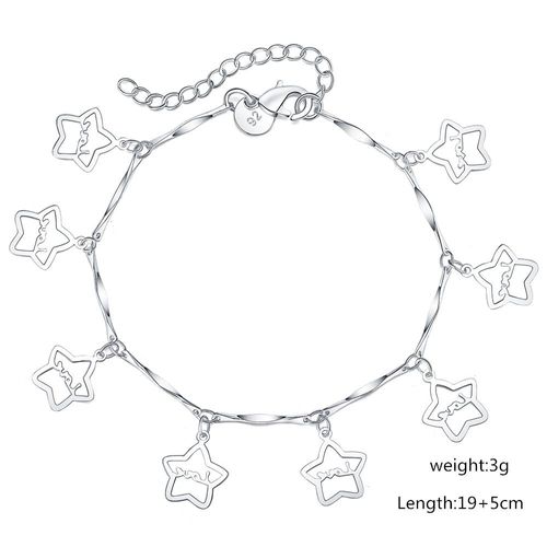 Bracelet En Chaîne Plaqué Argent Pour Femme, Accessoire De Cheville, À La Mode, Mignon, Cadeau D'anniversaire, Vente En Gros, Lh032