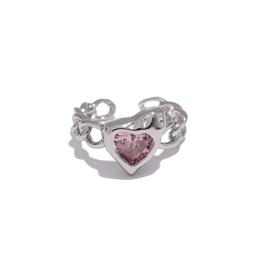 Yhpup-Bague Coeur En Acier Inoxydable Pour Femme, Sweat-Shirt Plaqué 18k, Bijoux Cubique Rose, Cadeau De Haute Qualité, Ondulé Et Romantique