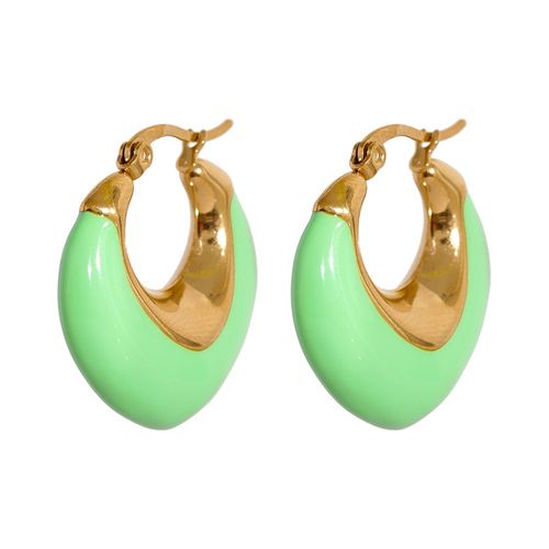 Yhpup-Boucles D'oreilles Géométriques Épaisses En Acier Inoxydable Pour Femme, Multicolore, Émail, Mince, Métal, Étanche, Bijoux De Ixd'été, 2023