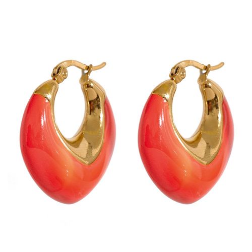 Yhpup-Boucles D'oreilles Géométriques Épaisses En Acier Inoxydable Pour Femme, Multicolore, Émail, Mince, Métal, Étanche, Bijoux De Ixd'été, 2023