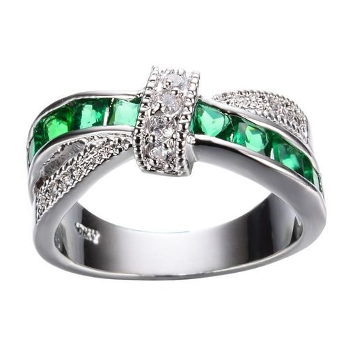 Bague En Argent Estampillée 925, Jolie Bague De Mariage, De Fête, Couleur Or Blanc, Pierre Cristal, Bijoux Pour Femmes, Vente En Gros