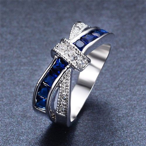 Bague En Argent Estampillée 925, Jolie Bague De Mariage, De Fête, Couleur Or Blanc, Pierre Cristal, Bijoux Pour Femmes, Vente En Gros