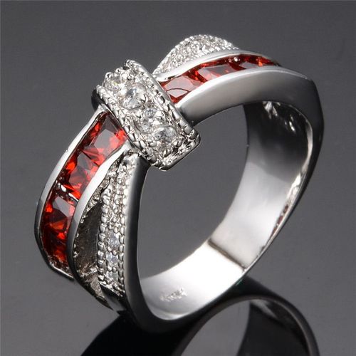 Bague En Argent Estampillée 925, Jolie Bague De Mariage, De Fête, Couleur Or Blanc, Pierre Cristal, Bijoux Pour Femmes, Vente En Gros