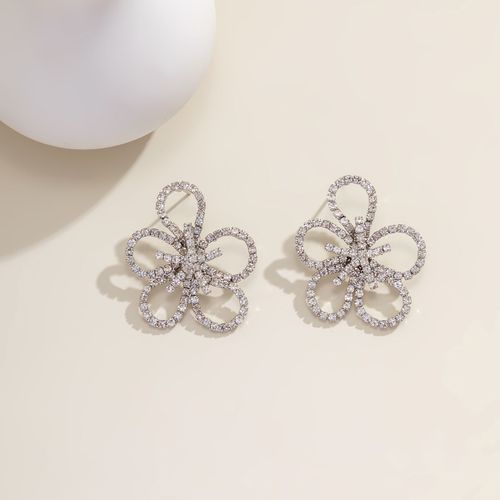 Lacteo-Clou D'oreille En Strass Glacé Pour Femme, Grande Fleur, Bijoux, Pétales, Charme, Cadeaux De Ixde Mariage, Dames