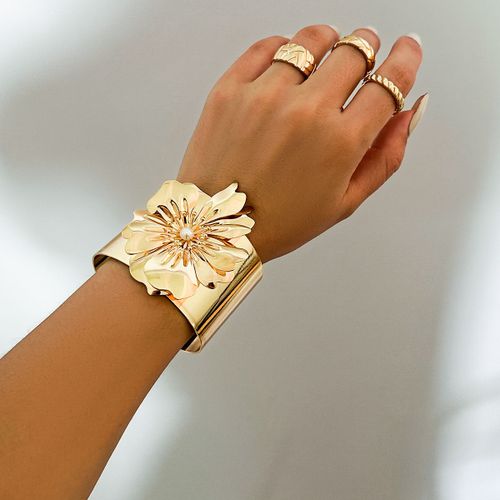 Lacteo-Bracelet Large En Métal Unique Pour Femme, Bracelet Ouvert Avec Grande Fleur, Charme Chim2023, Bijoux Cadeaux, Accessoires Y2k