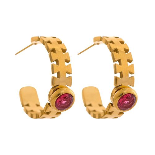 Yhpup-Boucles D'oreilles Géométriques Cubique En Acier Inoxydable Pour Femme, Bijoux En Forme De C, Chic, Stylis, Charme Délicat, Cz, Contre-Indiqué