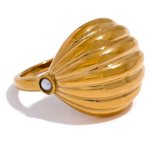 Yhpup-Bague De Déclaration En Acier Inoxydable Pour Femme, Bijoux Coquillage Vintage, Breloque Étanche En Métal, Bijoux De Bureau En Or Et Argent, Document À La Mode