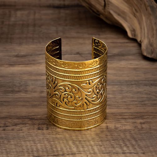 Lacteo-Bracelet Manchette En Métal Exagéré Pour Femme, Grand Bracelet Ouvert Document Doré, Cadeaux De Mariage Vintage Carimplantés