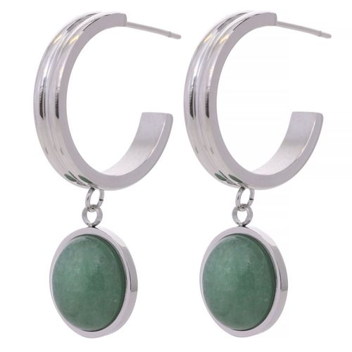 Yhpup-Boucles D'oreilles Pendantes En Acier Inoxydable Avec Pierre Naturelle, Bijoux Texturés, Charme Assressentivert, Chic Et Élégant, Nouveau