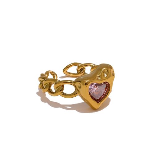 Yhpup-Bague Coeur En Acier Inoxydable Pour Femme, Sweat-Shirt Plaqué 18k, Bijoux Cubique Rose, Cadeau De Haute Qualité, Ondulé Et Romantique