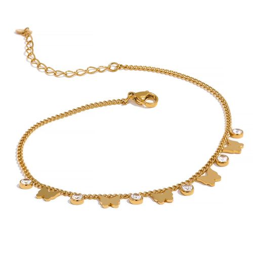 Yhpup ? Bracelet De Cheville En Zircone Cubique Colorée, Chaîne En Acier Inoxydable, Couleur Or 18k, Bijoux À La Mode