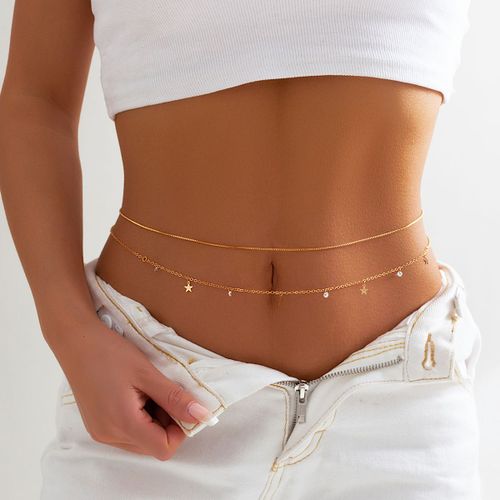 Lacteo-Boho Gold Document Moon Star Flower Charm, Ventre Taille Jowomen Jewelry, Sexy Zunderes On Boxes, Link Body, Josummer Party