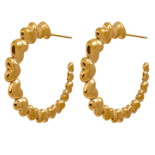 Yhpup-Boucles D'oreilles Créoles En Acier Inoxydable Pour Femme, Cercle De Coeur, Prévention Des Allergies, Déclaration De Charme, Bijoux Dorés, Mode, 35mm, 2023