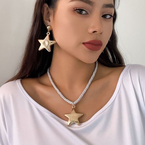 Lacteo-Grand Collier Et Boucles D'oreilles Avec Pendentif Étoile Pour Femme, Uloptique Blanche Et Noire, Ensemble De Bijoux Jochoker, Nouveaux Cadeaux De Fête