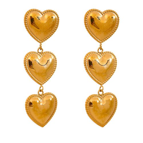Yhpup-Boucles D'oreilles Pendantes Coeur Pour Femme, Acier Inoxydable, Or Rouillé Vert, 18k Sweats, Plaqué Chimjewelry, Gala Gala, Charme, Mode