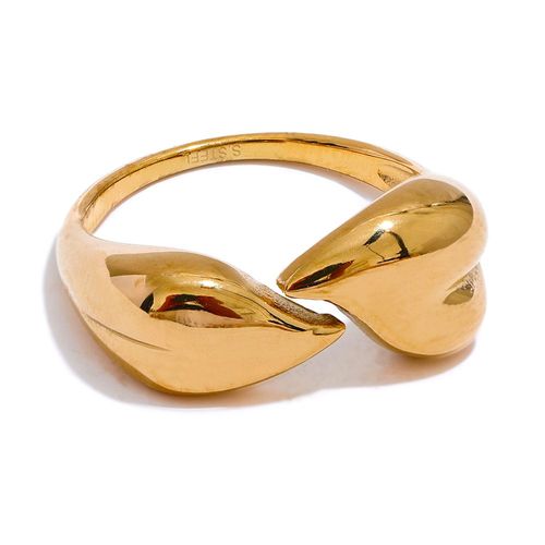 Yhpup-Bague Coeur Réglable En Acier Inoxydable Pour Femme, Bijoux Fantaisie, Plaqué 18k, Marron, Bergame, Sweat-Shirt, Cadeau, Livraison Gratuite, Nouveau