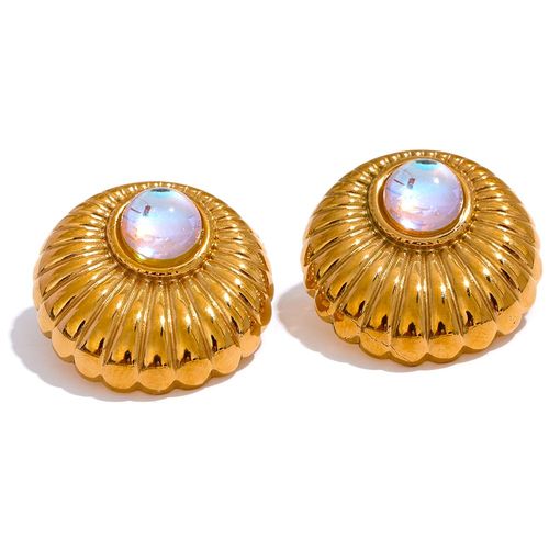Yhpup-Boucles D'oreilles Rondes En Acier Inoxydable Pour Femme, Résine Vintage, Or, Document, Bergame, Rouille, Vert, Chimjewelry, Cadeau