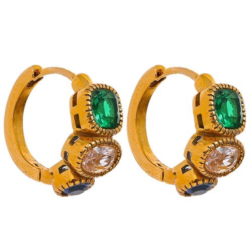 Yhpup-Petites Boucles D'oreilles Créoles Rondes En Acier Inoxydable, Vert, Blanc, Cubique, Contre-Indiqué, Prévention Des Allergies, Document En Or, Bijoux En Fonte Délicate, Nouveau