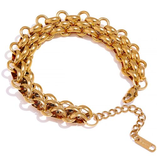 Yhpup-Bracelet Cubain En Acier Inoxydable Plaqué Or 18k, Bijou De Charme Ajustable, À La Mode