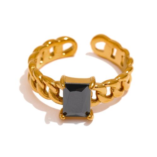 Yhpup Bague En Chaîne Avec Zircon Cubique Multicolore, Bijou À La Mode En Acier Inoxydable Et Géométrique, Étanche, Plaqué 18 K, Cadeau