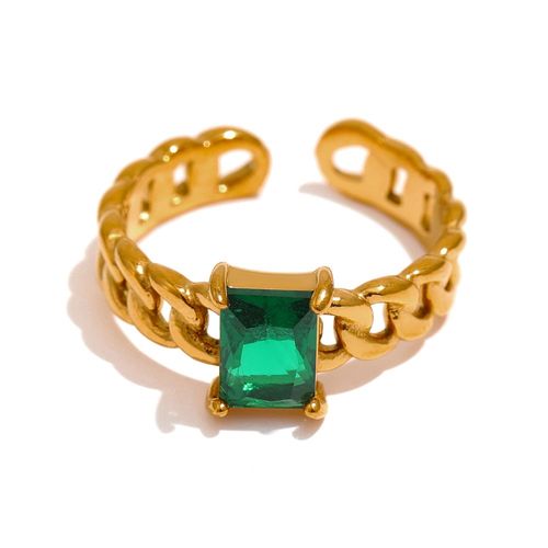 Yhpup Bague En Chaîne Avec Zircon Cubique Multicolore, Bijou À La Mode En Acier Inoxydable Et Géométrique, Étanche, Plaqué 18 K, Cadeau
