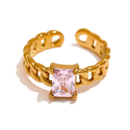 Yhpup Bague En Chaîne Avec Zircon Cubique Multicolore, Bijou À La Mode En Acier Inoxydable Et Géométrique, Étanche, Plaqué 18 K, Cadeau
