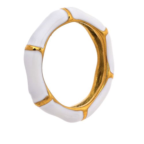 Yhpup-Bague En Émail Blanc Pour Femme, Acier Inoxydable, Bague En Bambou, Minimaliste, Bijoux Étanches