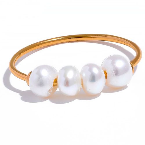 Yhpup-Bague En Acier Inoxydable Avec Perles D'eau Douce Naturelles Pour Femme, Bijoux De Charme Plaqué Or, Sweat-Shirts Imperméables, Index Fin, Document