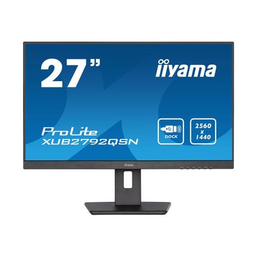 iiyama ProLite XUB2792QSN-B5 - Écran LED - 27" - 2560 x 1440 WQHD @ 75 Hz - IPS - 350 cd/m² - 1000:1 - 4 ms - HDMI, DisplayPort, USB-C - haut-parleurs - noir mat