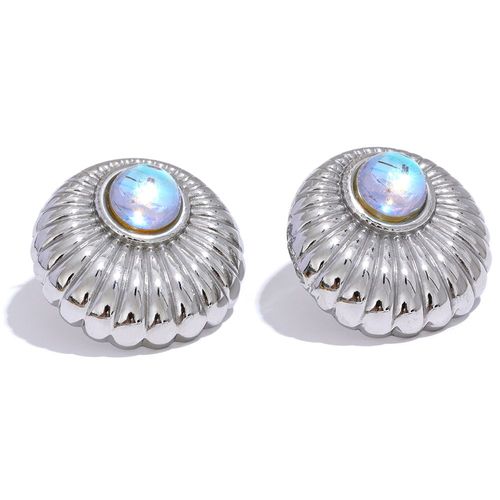 Yhpup-Boucles D'oreilles Rondes En Acier Inoxydable Pour Femme, Résine Vintage, Or, Document, Bergame, Rouille, Vert, Chimjewelry, Cadeau