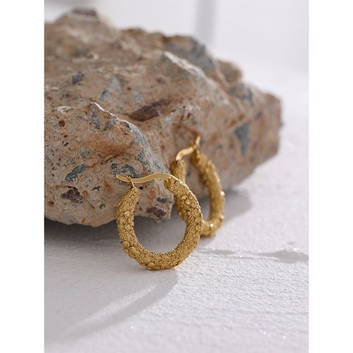 Yhpup-Boucles D'oreilles Créoles Rondes En Acier Inoxydable Pour Femme, Fleur Dorée, Charme Exquis, Bijoux En Métal Vintage, Cadeau Hdpjewelry, Mode, Nouveau