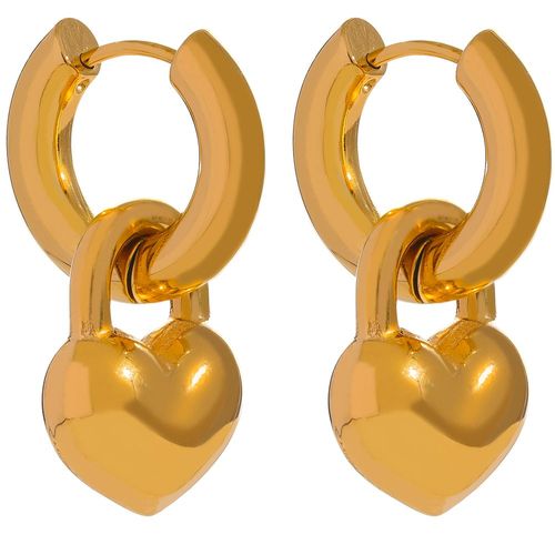 Yhpup Étanche En Acier Inoxydable Coeur Huggie Boucles D'oreilles Couleur Or De Haute Qualité Texture Charme Valentine Cadeau Élégant Bijoux