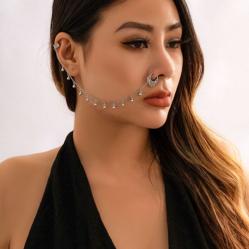 Lacteo-Réinitialisation Anneaux Chimantarctique Pour Femme, Boucles D'oreilles Connectées, Petites Perles De Clip Noires Et Vertes, Faux Piercing Narine, Bijoux De Corps