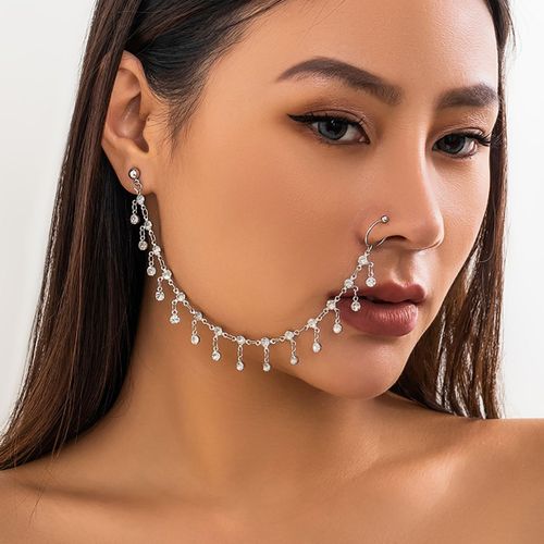 Lacteo-Réinitialisation Anneaux Chimantarctique Pour Femme, Boucles D'oreilles Connectées, Petites Perles De Clip Noires Et Vertes, Faux Piercing Narine, Bijoux De Corps