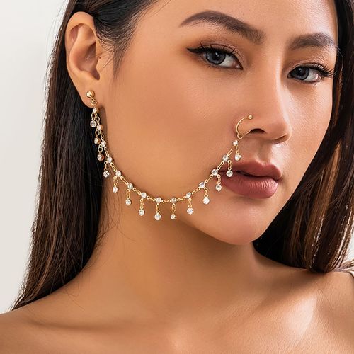 Lacteo-Réinitialisation Anneaux Chimantarctique Pour Femme, Boucles D'oreilles Connectées, Petites Perles De Clip Noires Et Vertes, Faux Piercing Narine, Bijoux De Corps