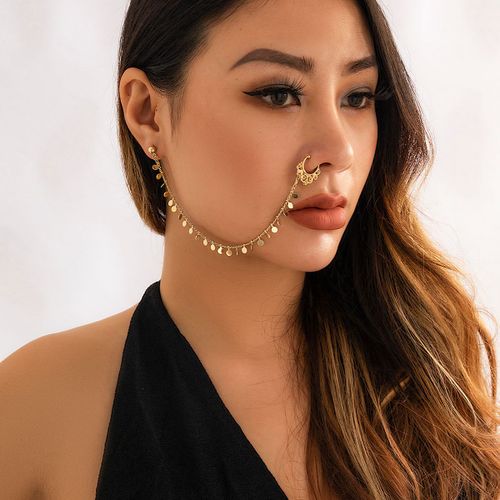 Lacteo-Réinitialisation Anneaux Chimantarctique Pour Femme, Boucles D'oreilles Connectées, Petites Perles De Clip Noires Et Vertes, Faux Piercing Narine, Bijoux De Corps