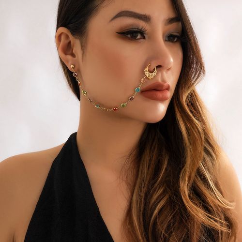 Lacteo-Réinitialisation Anneaux Chimantarctique Pour Femme, Boucles D'oreilles Connectées, Petites Perles De Clip Noires Et Vertes, Faux Piercing Narine, Bijoux De Corps