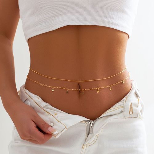 Lacteo-Boho Gold Document Moon Star Flower Charm, Ventre Taille Jowomen Jewelry, Sexy Zunderes On Boxes, Link Body, Josummer Party