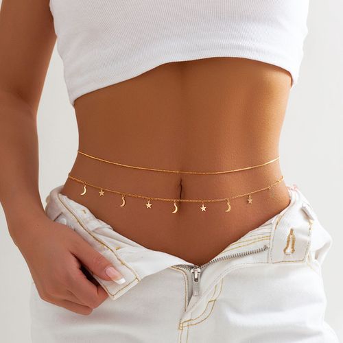 Lacteo-Boho Gold Document Moon Star Flower Charm, Ventre Taille Jowomen Jewelry, Sexy Zunderes On Boxes, Link Body, Josummer Party