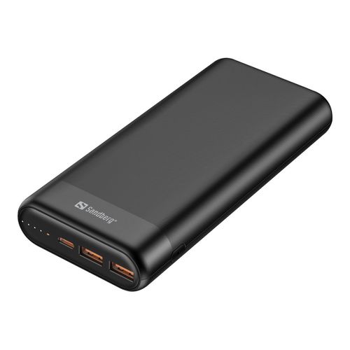 Sandberg - Banque D'alimentation - 20000 Mah - 74.4 Wh - 3.25 A - Qc 3.0, Pd - 3 Connecteurs De Sortie (2 X Usb, 24 Pin Usb-C) - Sur Le Câble : Usb-C