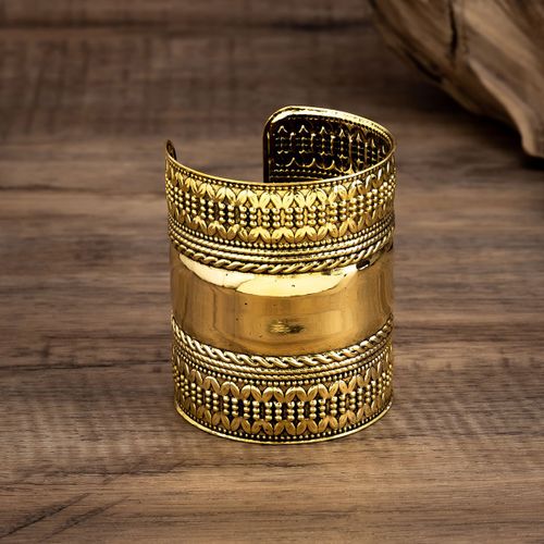 Lacteo-Bracelet Manchette En Métal Exagéré Pour Femme, Grand Bracelet Ouvert Document Doré, Cadeaux De Mariage Vintage Carimplantés