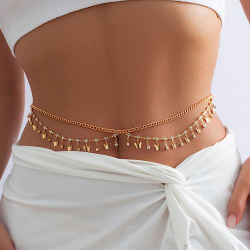 Lacteo ? Chaîne De Taille À Pampilles En Strass Pour Femmes, Sexy, En Forme De Coquille D'étoile Croisée, Bijoux De Corps, Fête Sur La Plage