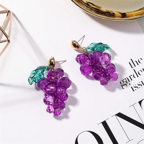 Lats-Boucles D'oreilles Pendantes Violettes Pour Femmes, Fleurs, Papillon, Rond, Coeur, Raisin, Bijoux Mignons, Frais, Mode Coréenne, 2020