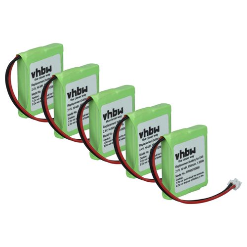 vhbw 5x Batterie compatible avec Siemens Gigaset E455, E455 Sim, E450 Sim, E40, E450, E45 téléphone fixe sans fil (650mAh, 2,4V, NiMH)