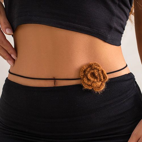 Lacteo ? Chaîne De Taille En Fil De Coton Pour Femmes, Élégant, Tissage De Fleurs, Bijoux Sur Le Ventre, Corde De Velours, Chaîne Pour Le Corps, Soirée D'été Pour Dames