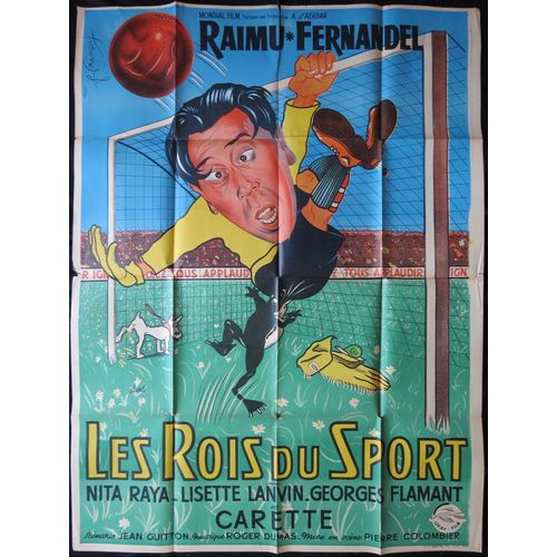 Fernandel - Les Rois Du Sport * Pierre Colombier - Film 1937 - 120x160 Cm (47x63in) - Affiche De Cinéma Ancienne - Dessin De François - Movie Poster * Raimu ; Fernandel ; Jules Berry * Football